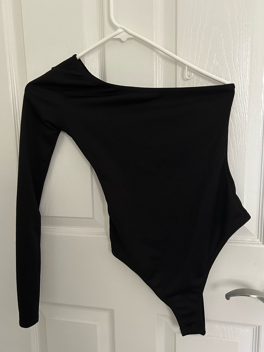 Pretty Little Thing One-Shoulder Black Bodysuit, Size 0.